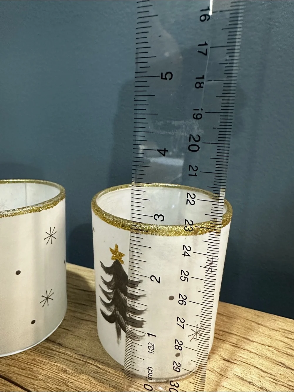 Decorative Gold-Trim three tealight Holiday Christmas Tree Candle holders